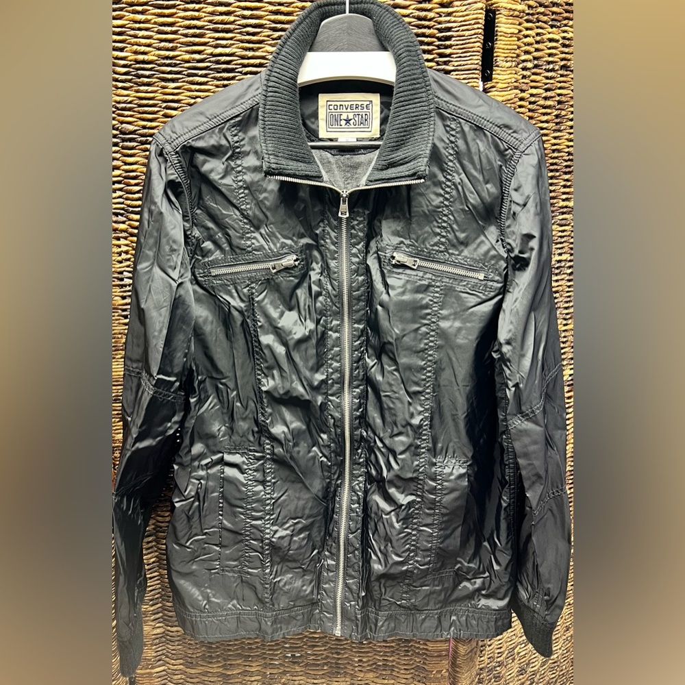 Converse Men's‎ Black Lightweight Jacket- Medium, Bomber Style